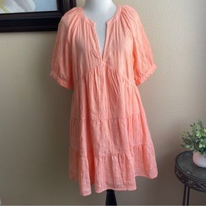 Universal Threads peach crinkle tiered mini dress